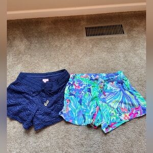 Lot of 2 Lilly Pulitzer Navy swim shorts and Vibrant Floral High Waist Shorts
